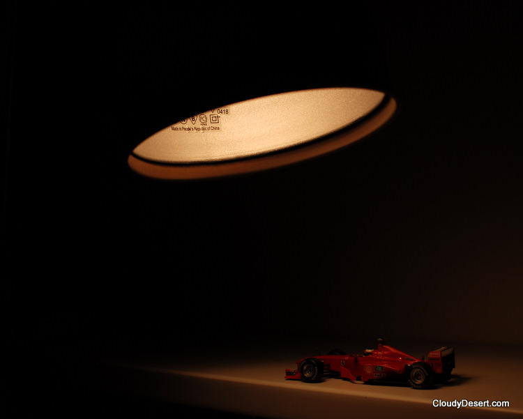 Lamp, shelf and Michael Schumacher Ferrari F399 model